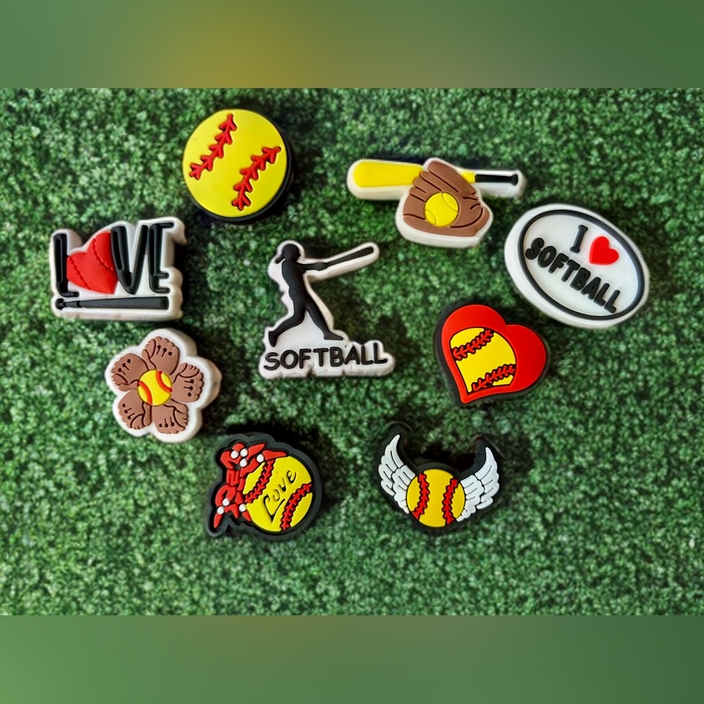 COPY - Softball croc charms set of 9 new in package